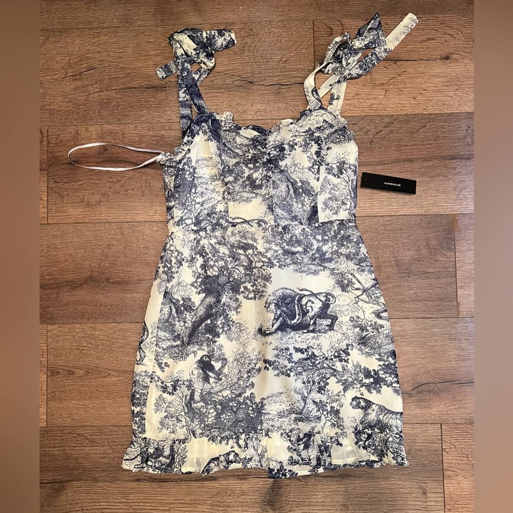 Lulu's Navy and White Patterned Dress